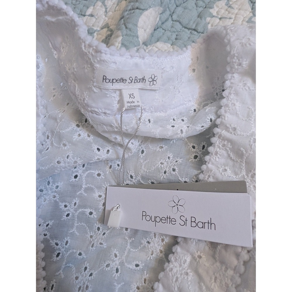 Poupette St Barth Camila Broderie Anglaise Mini Dress White 100% Cotton XS NEW - Picture 7 of 10